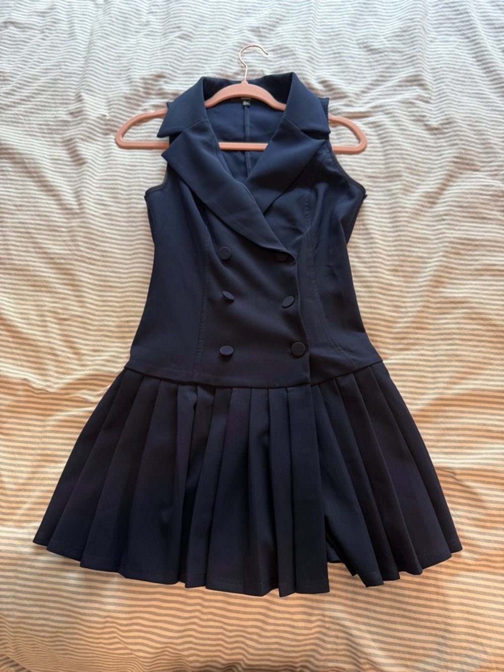 Navy Button Up Mini Dress